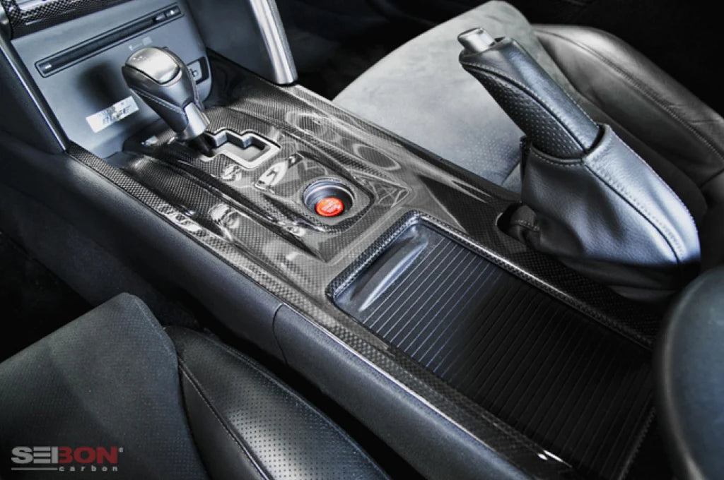 Seibon Carbon Fiber Center Shifter Bezel Trim for Nissan R35 GTR 2009+